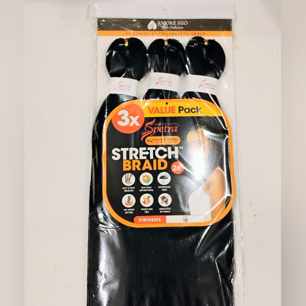 Stretch Braid Hair Extensions Color 1B - Picture 3 of 6